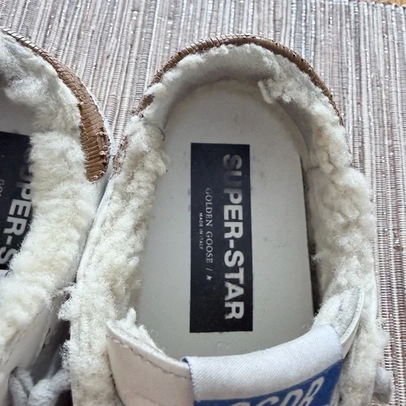 Golden Goose White Sneakers with Shearling and Silver Star Detail size 40 - Picture 5 of 6